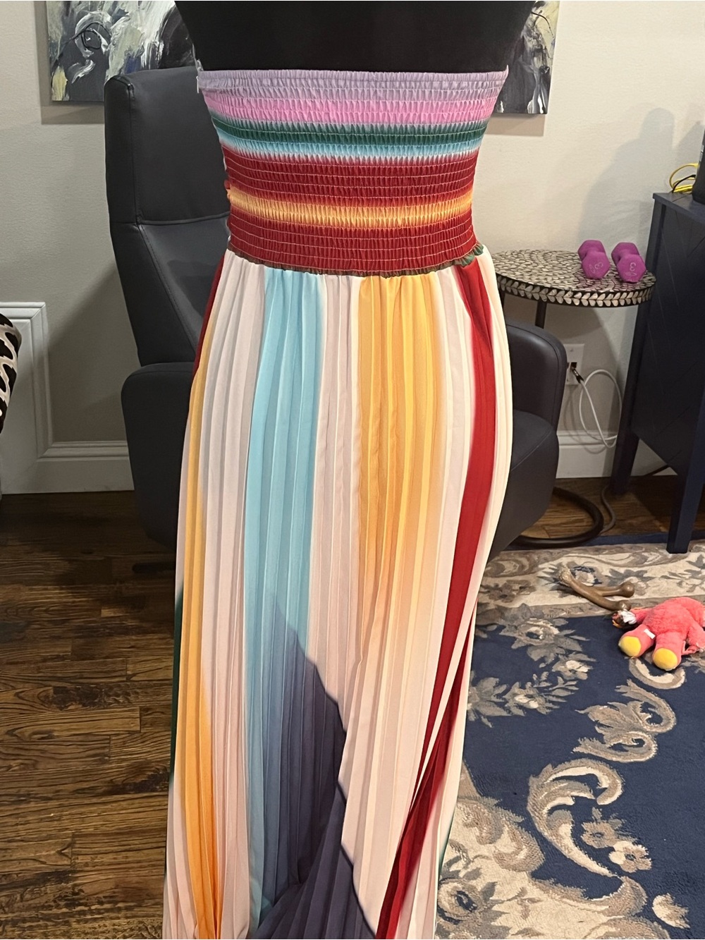 SHEIN Multicolor Strapless Maxi Dress - Pink, Red, Blue, Yellow, Green - Picture 2 of 3